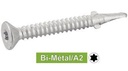 PARAFUSOS AUTOPERFURANTES DE CABEÇA ESCAREADA E PONTA DENTADA DE SEIS LÓBULOS 3 - BI-METAL / A2