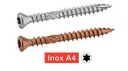 TORNILLOS PARA TERRAZZAS CABEZA AVELLANADA ABOMBADA SEIS LOBUDADOS CON ROSCA DOBLE - Acero inoxidable a4