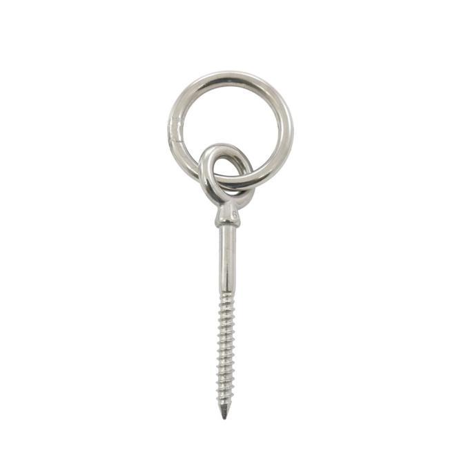 PITON À ŒIL AVEC FILETAGE BOIS ET ANNEAU - INOX A4