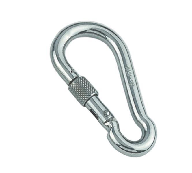 MOUSQUETON POMPIER AVEC ÉCROU DE SÉCURITÉ - INOX A4