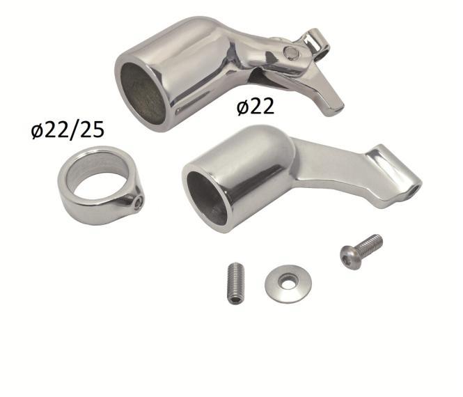  SET DI SUPPORTO PER BINARIO COFANO CON GIUNTO - ACCIAIO INOX A4