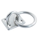 PONTET SUR PLATINE RECTANGULAIRE AVEC ANNEAU - INOX A4