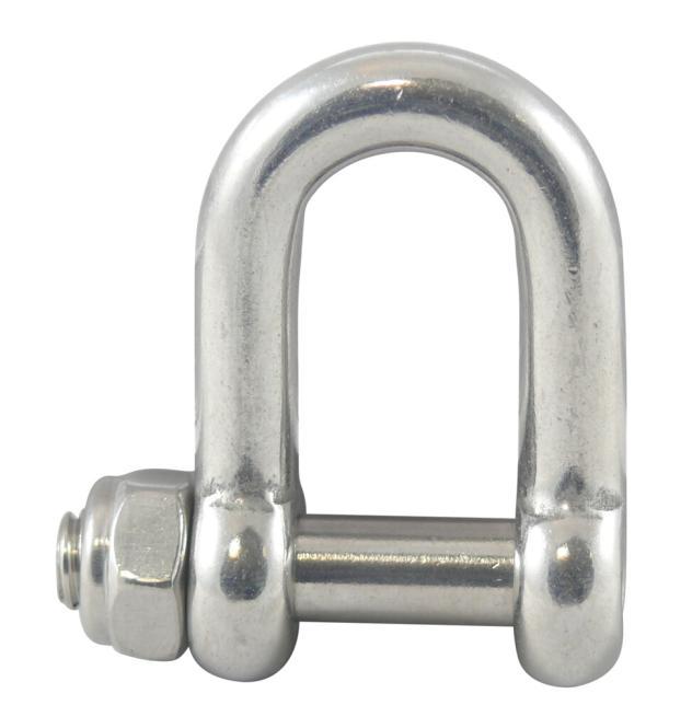  D-SHACKLE WITH HEXAGON SOCKET AND SAFETY NUT - STAINLESS STEEL A4