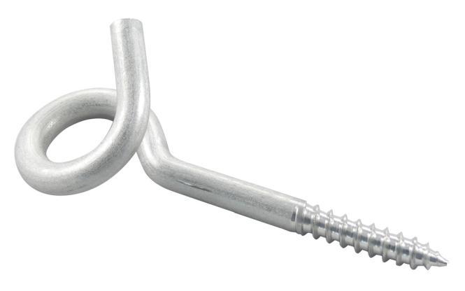  CURL HOOK WITH WOOD THREAD - STAINLESS STEEL A2