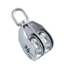  DOPPIO BLOCCO DI CORDA CON OCCHIO GIREVOLE, RULLO RIMOVIBILE - ACCIAIO INOX A2/OTTONE