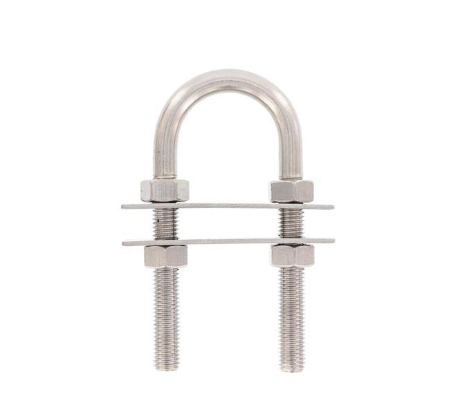  U-BOLT WITH 2 COUNTER PLATES AND 4 NUTS - STAINLESS STEEL A4