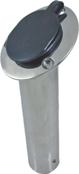 SUPPORT CANNE AVEC COUVERCLE EN CAOUTCHOUC - INOX A2