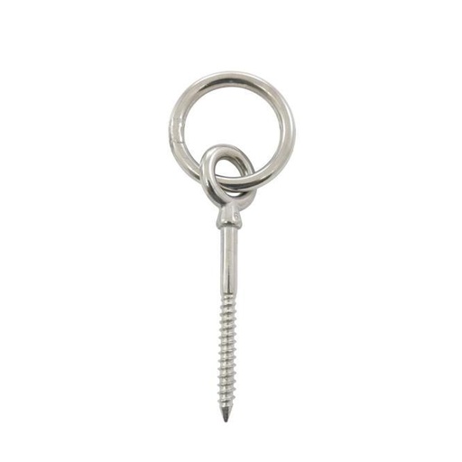 [8150194] PITON À ŒIL AVEC FILETAGE BOIS ET ANNEAU - INOX A4