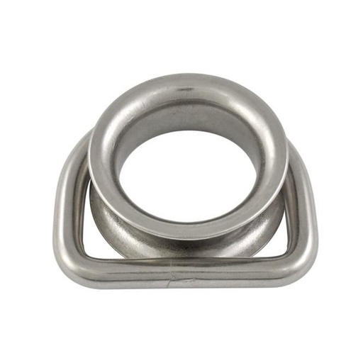  ANILLO EN D CON GUARDACABOS, ESQUINA DE VELA - ACERO INOXIDABLE A4