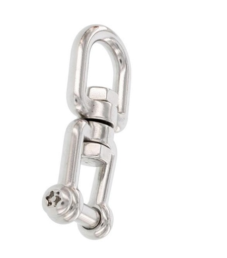 EMERILLON ŒIL-MANILLE "SECUR", HEXALOBULAIRE+BROCH - INOX A4