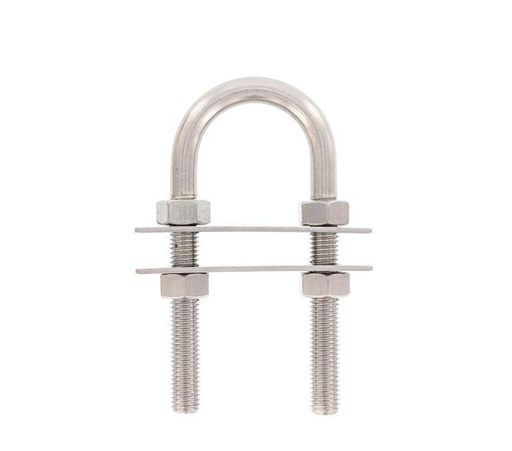 [815175412 130]  PARAFUSO EM U COM 2 CONTRAPLACAS E 4 PORCAS - AÇO INOXIDÁVEL A4