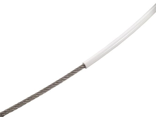 CÂBLE SOUPLE 7X7 SZ GAINÉ PVC BLANC - INOX A4/PVC