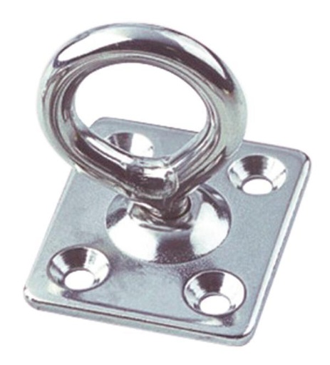PONTET SUR PLATINE RECTANGULAIRE AVEC ÉMERILLON - INOX A4