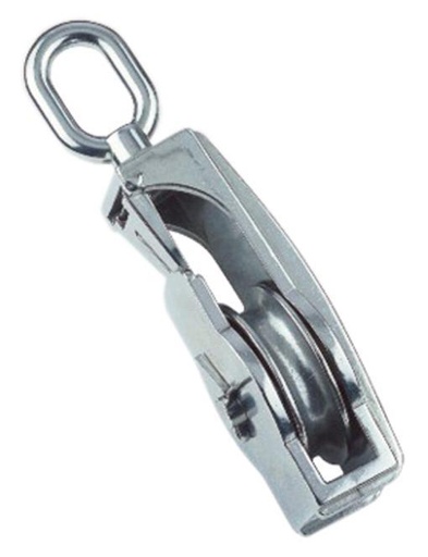  ROPE SNATCH BLOCK WITH SWIVEL EYE - STAINLESS STEEL A4/BRASS
