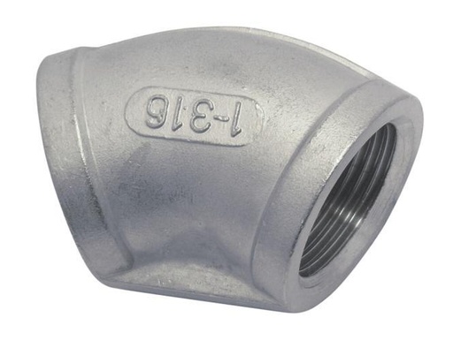 COUDE AVEC FILETAGE INTÉRIEUR, 45° - INOX A4