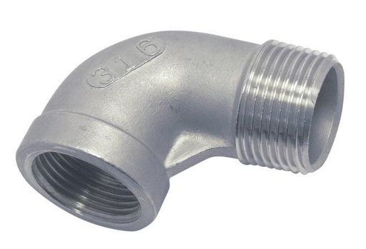  CONEXÃO DE COTOVELO COM ROSCA INTERNA/EXTERNA, 90° - AÇO INOXIDÁVEL A4