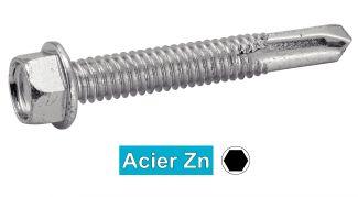 [33331] HEXAGON HEAD SELF DRILLING SCREWS WITH LONG DRILL N°4 - Zinc plated steel