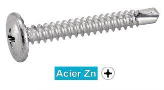 [33371] VIS AUTOPERCEUSES TETE CYLINDRIQUE CRANTEE EXTRA LARGE PHILLIPS - ACIER ZN