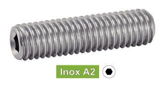 [ISO 4026] VIS SANS TETE SIX PANS CREUX BOUT PLAT - INOX A2 (SIMILAR DIN 913, NFE27-180, UNI 5923)
