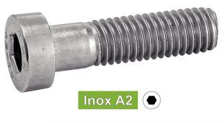 PARAFUSO METÁLICO CABEÇA CILÍNDRICA REDUZIDA COM SOCKET SEXTAVADO COM FURO GUIA - AÇO INOX A2