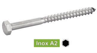 [DIN 571] VIS A BOIS TETE HEXAGONALE - TIREFOND - INOX A2 (NFE25-607, UNI 704)
