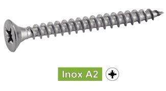 VIS POUR BOIS AGGLOMERE TETE FRAISEE POZIDRIVE - INOX A2