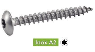 TORNILLOS PARA MADERA CABEZA ALOMADA SEIS LOBULADOS PARA PERNIOS - Acero inoxidable a2