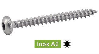 VIS POUR BOIS AGGLOMERE TETE CYLINDRIQUE SIX LOBES - INOX A2