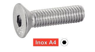 [ISO 10642] PARAFUSOS DE METAL COM CABEÇA ESCAREADA E HEXÁGONO - AÇO INOXIDÁVEL A4 (similares à norma DIN 7991)