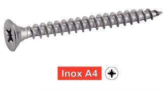 VIS POUR BOIS AGGLOMERE TETE FRAISEE POZIDRIVE - INOX A4