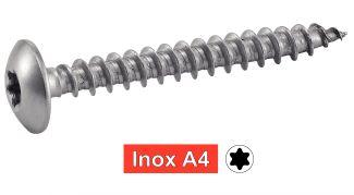 VIS DE PENTURES TETE CYLINDRIQUE LARGE SIX LOBES - INOX A4