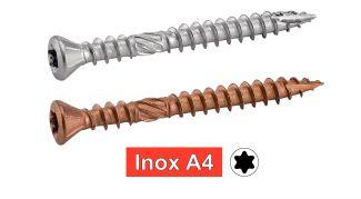 SIX LOBE RAISED COUNTERSUNK HEAD DECKING SCREWS WITH TWIN THREAD - Stainless steel a4