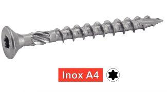 VIS POUR BOIS TENDRE TETE FRAISEE SIX LOBES - INOX A4