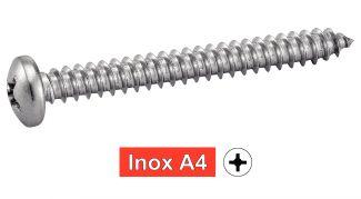 [DIN 7981] VIS A TOLE TETE CYLINDRIQUE LARGE PHILLIPS - INOX A4 (SIMILAR ISO 7049, NFE25-658, UNI 6954)