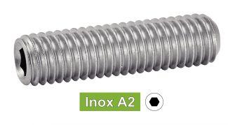 [ISO 4029] ESPARRAGOS ROSCADOS CON HEXAGONO INTERIOR, PUNTA HUECA - Acero inoxidable a2 (similar DIN 916, NFE27-183, UNI 5929)