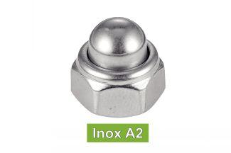 ECROUS BORGNES AUTOFREINES AVEC BAGUE NYLON - INOX A2