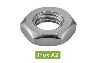 [DIN 439] ECROUS BAS HEXAGONAUX PAS A GAUCHE - INOX A2 (SIMILAR ISO 4035, NFE25-405, UNI 5589)