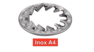[DIN 6798 J] ARANDELAS DE ABANICO CON DENTADURA INTERIOR - Acero inoxidable a4 (NFE27-625, UNI 8842)