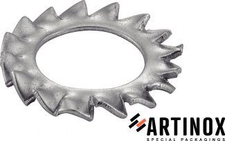 [DIN 6798 A] ARRUELAS -VENTILADOR- COM DENTES EXTERNOS - AÇO INOXIDÁVEL A2 (NFE27-624, UNI 8842)