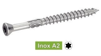 VIS POUR TERRASSE TETE  FRAISÉE RÉDUITE SIX LOBES SIMPLE FILET - INOX A2